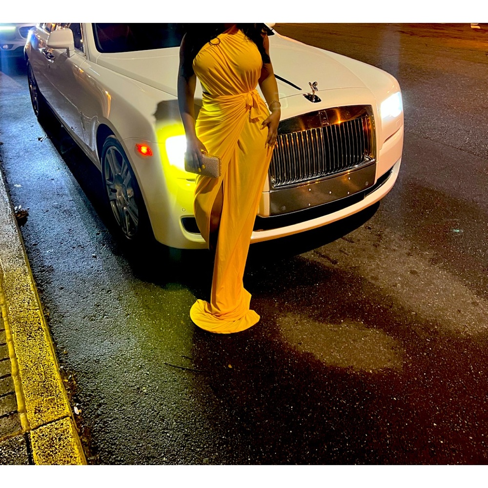 yellow gown